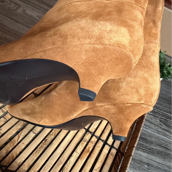 Zara NWT 100% Leather Suede Kitten Heel Wide Leg Knee Boots Pointed Toe 37 / US - Picture 12 of 16